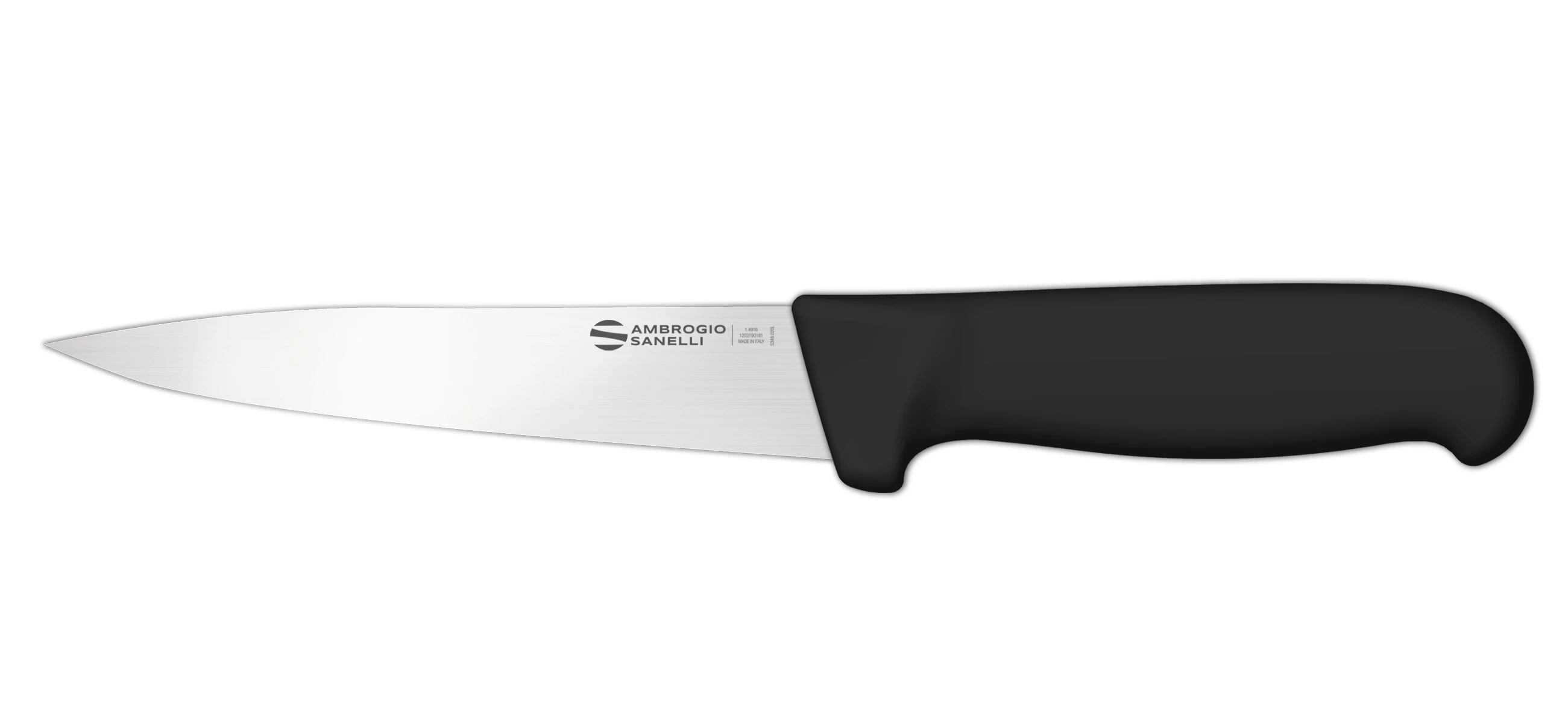 Нож Sanelli Ambrogio серии Supra, SD15016B, шпиговочный 160 мм, черный Нож Sanelli Ambrogio серии Supra, SD15016B, шпиговочный 160 мм, черный