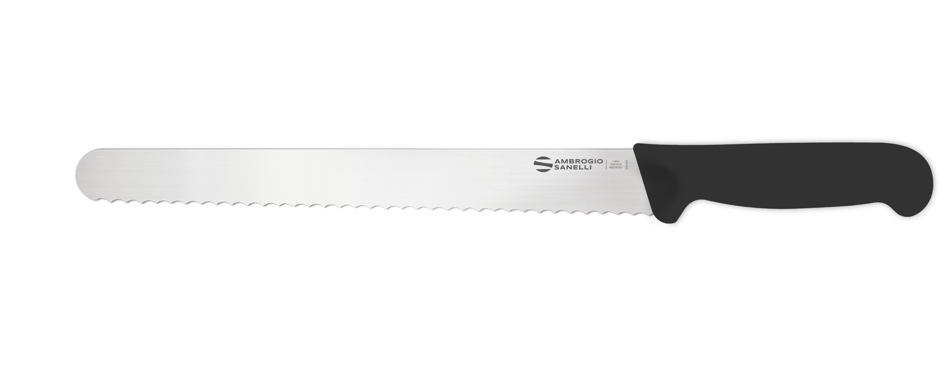 Нож Sanelli Ambrogio серии Supra, SP63028B, для хлеба с зубчатым лезвием 280 мм, черный