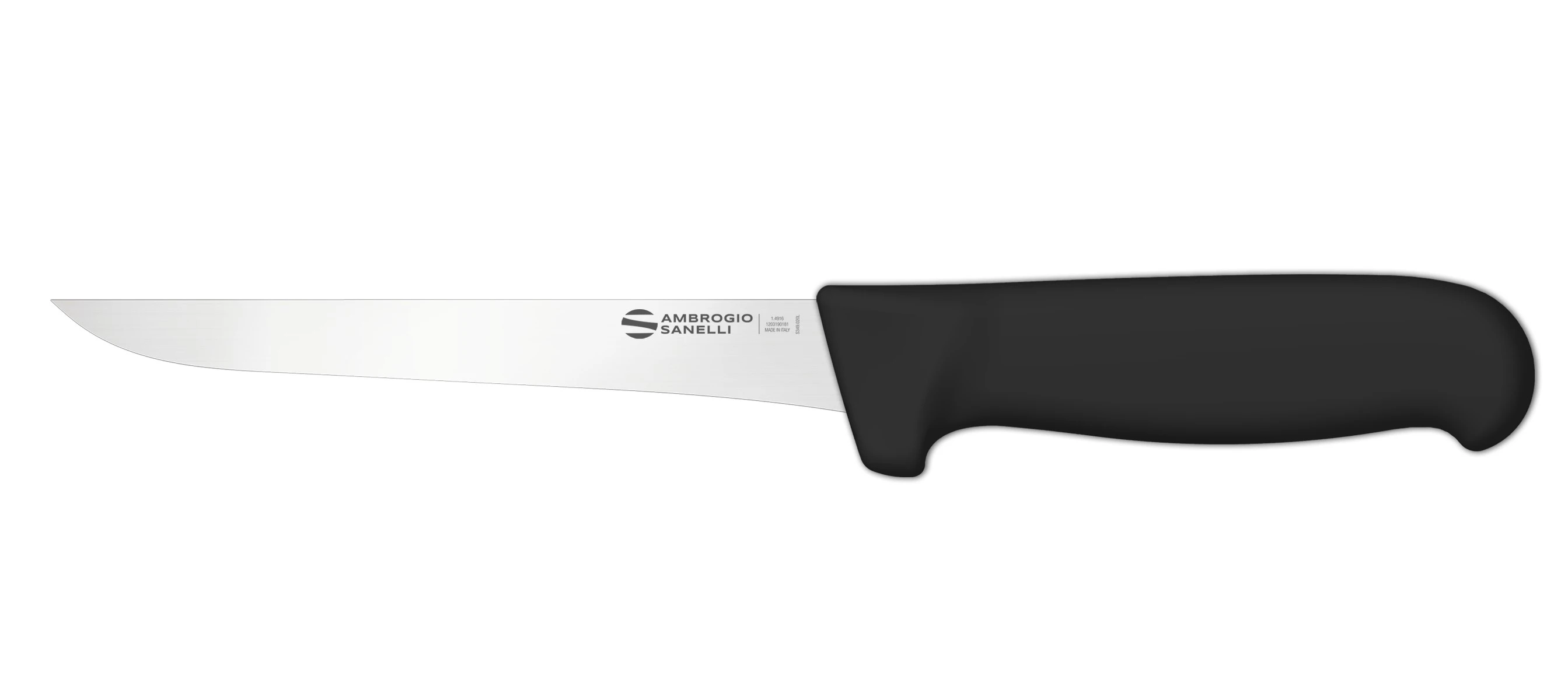 Нож Sanelli Ambrogio серии Supra, SD07018B, обвалочный узкий 180 мм, черный