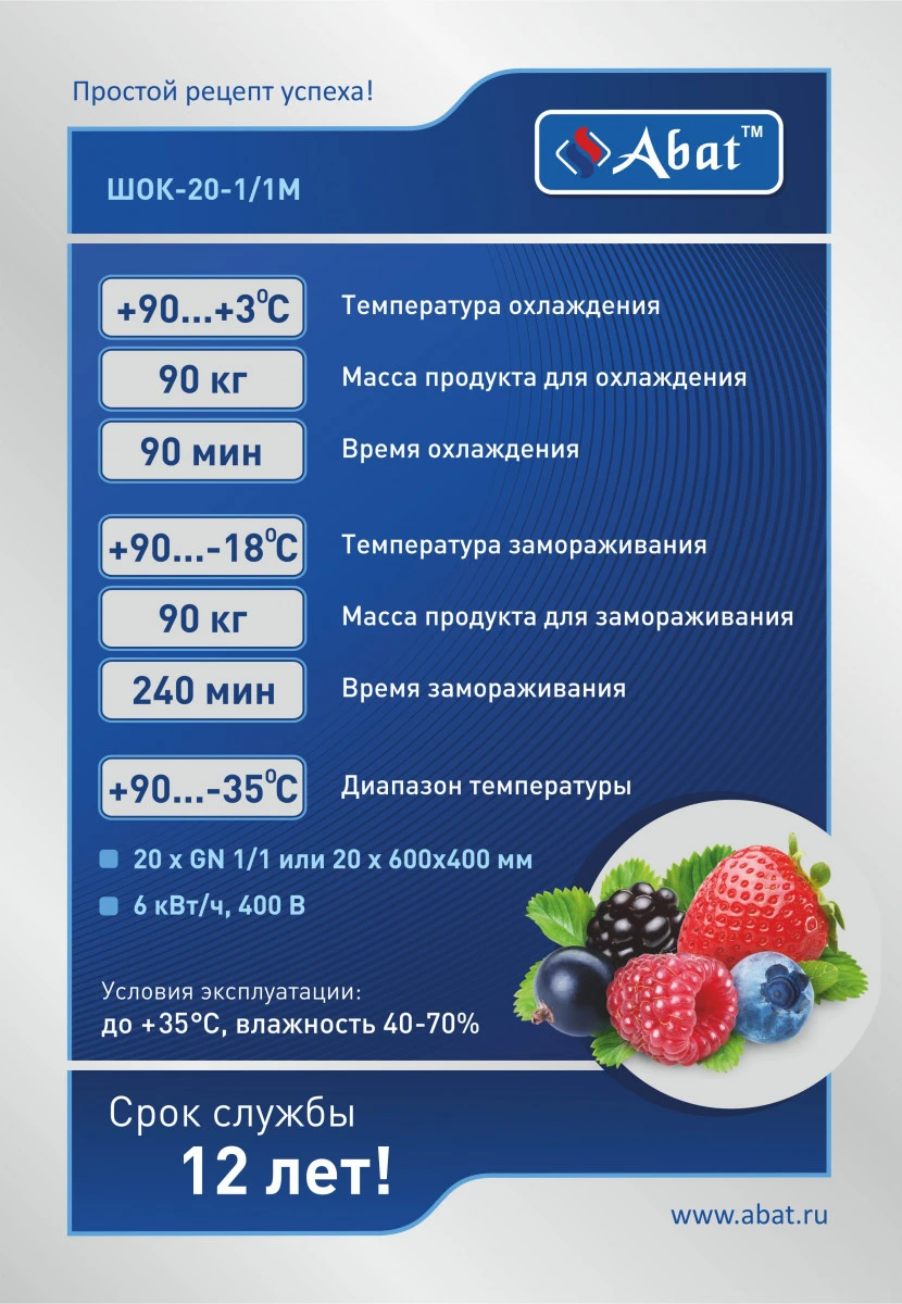 Шкаф шоковой заморозки Abat ШОК-20-1/1М Шкаф шоковой заморозки Abat ШОК-20-1/1М