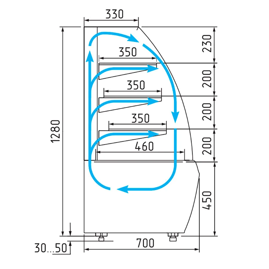 Витрина кондитерская Carboma K70 VV 0,9-1 ST 2.0 9005