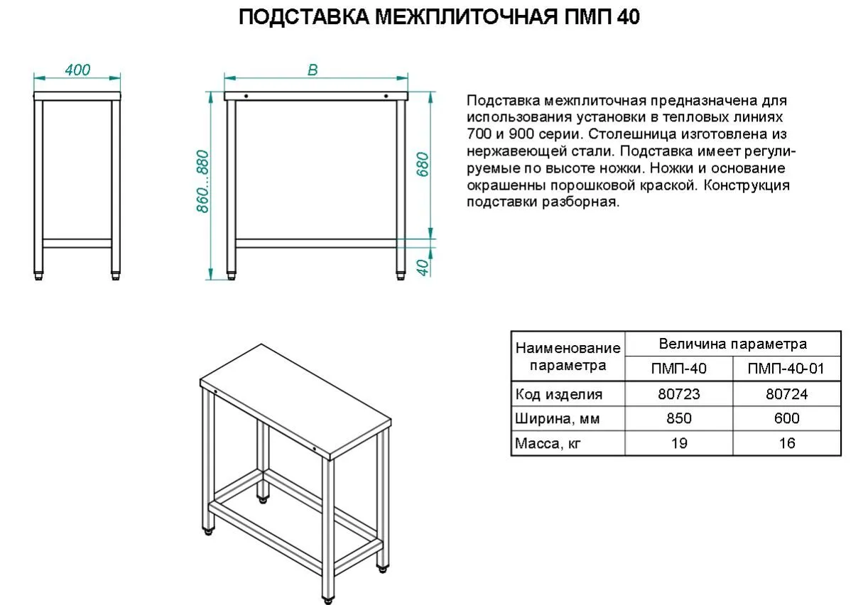 Подставка для плит Abat ПМП-40
