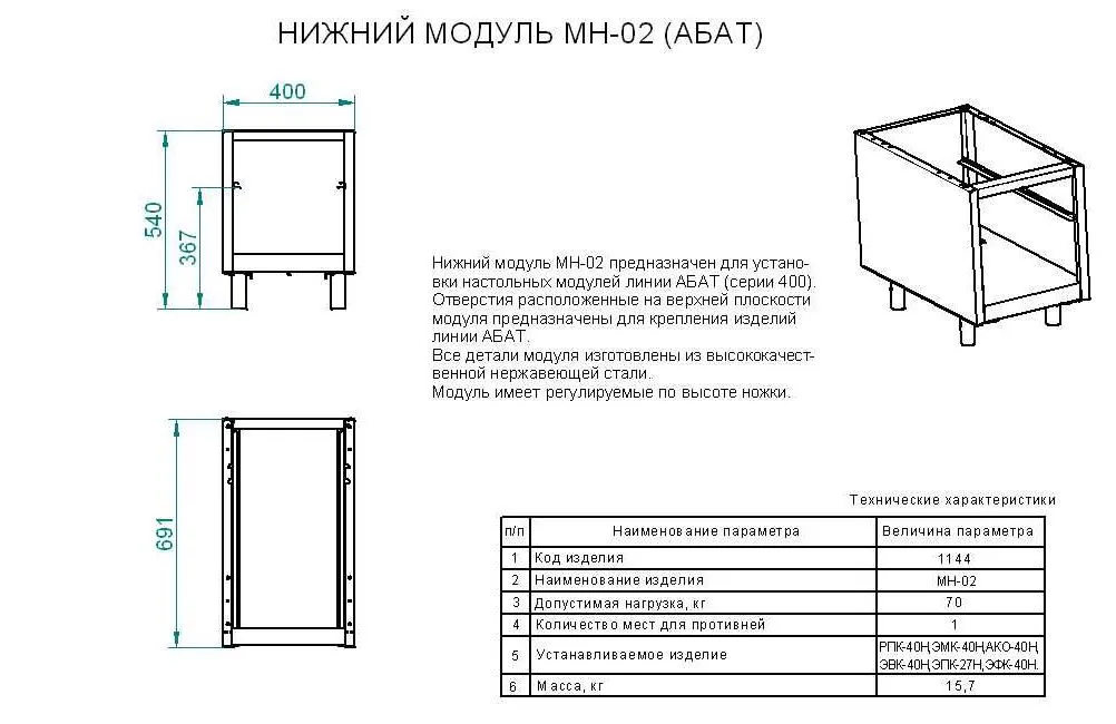 Подставка для плит Abat МН-02