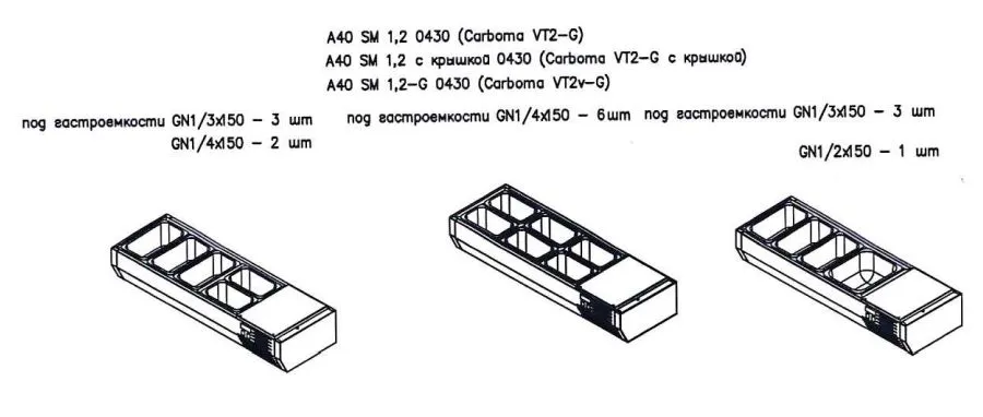 Витрина холодильная серии A40 SM 1,2 0430 (Carboma VT2-G)